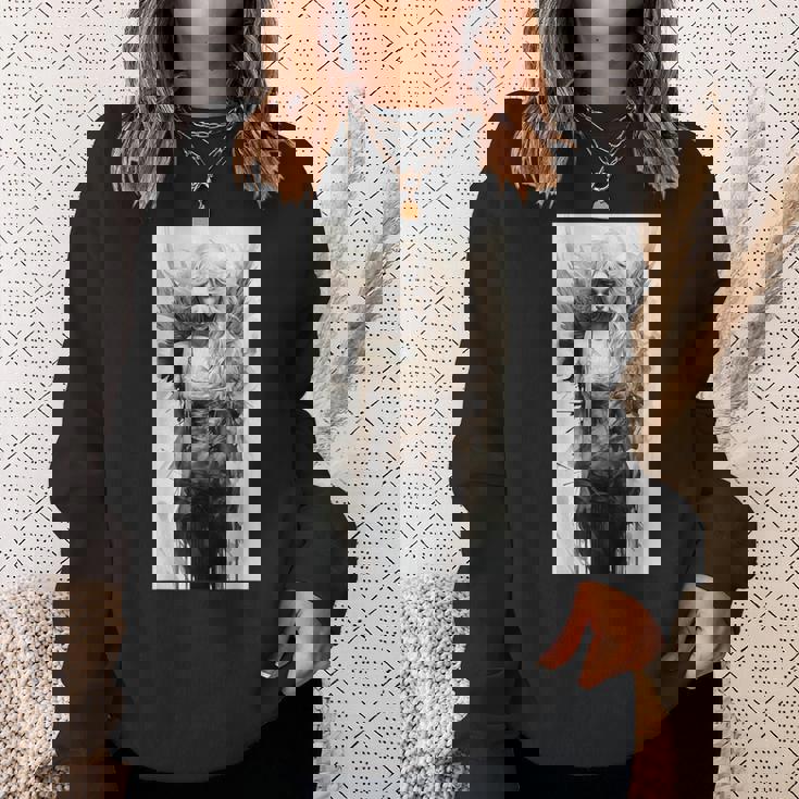 黒と白の天使 クラシックヴィンテージアート スウェットシャツ 彼女への贈り物