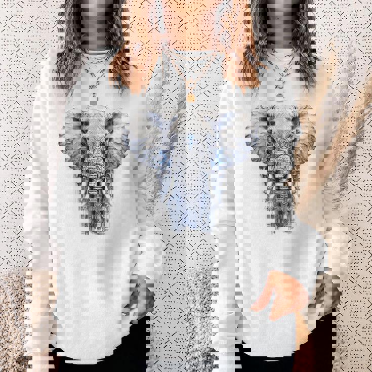 Elephant Artwork Animal Motif Art Animal Elephant Sweatshirt Unisex Gifts for Her