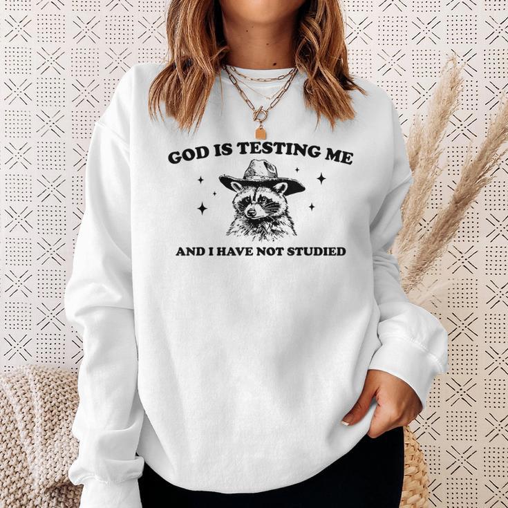 God Is Testing Me And I Have Not Studied Funny Raccon T-Shirt Sweatshirt Unisex Gifts for Her God Is Testing Me And I Have Not Studied Funny Raccon T-Shirt Sweatshirt Unisex Gifts for Her