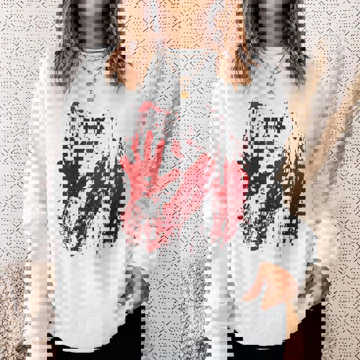 I'm Ok シャツ 血まみれ シャツ 手 血のはね 血 ステンド スウェットシャツ 彼女への贈り物