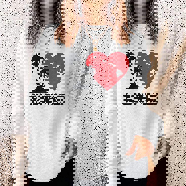 I Love Hawaii ハワイアンハートパーム レディース メンズ ボーイズ ガールズ スウェットシャツ 彼女への贈り物