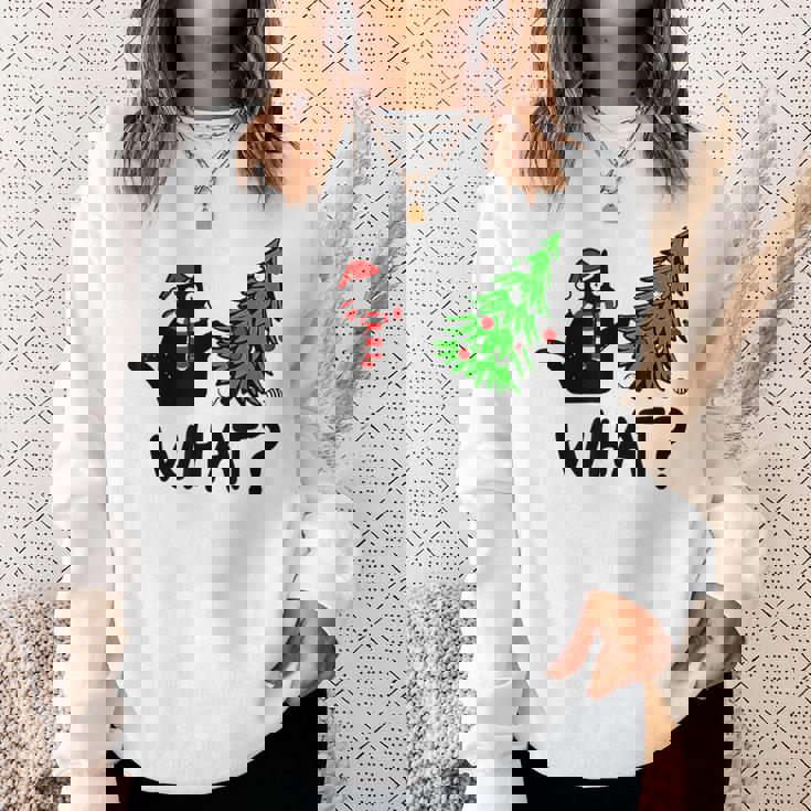 Ugly Sweater Christmas Tree Naughty Black Cat What Santa Hat Sweatshirt Gifts for Her Ugly Sweater Christmas Tree Naughty Black Cat What Santa Hat Sweatshirt Gifts for Her