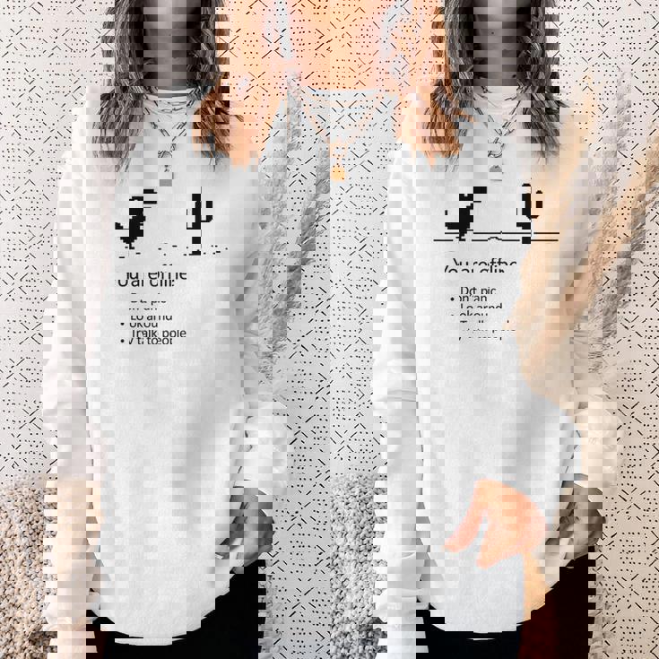 You Are Offline Low Resolution Pixel Dinosaurcreen スウェットシャツ 彼女への贈り物