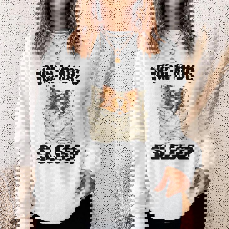 かわいいパピヨンドッグは睡眠パジャマナイトガウンが必要です スウェットシャツ 彼女への贈り物