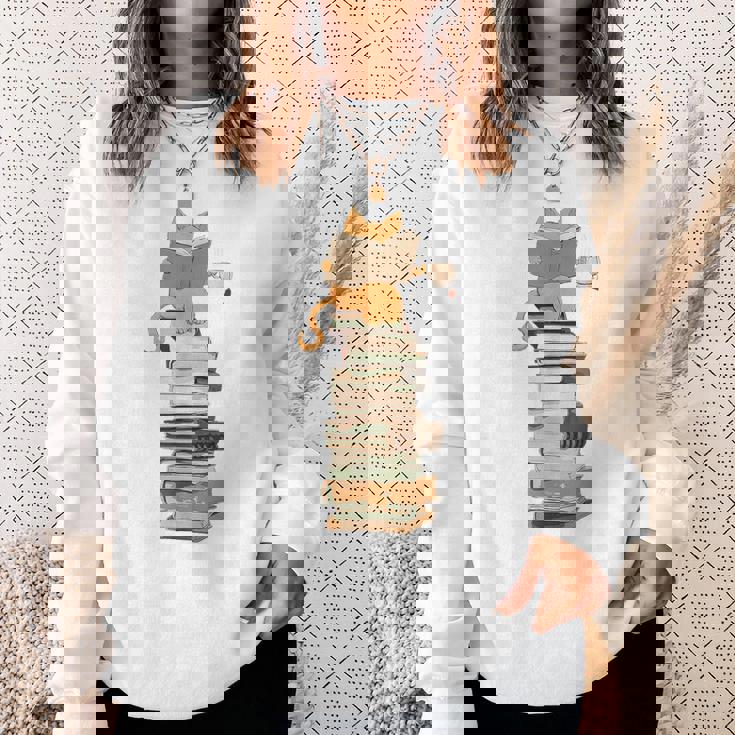 かわいい猫、本好きの猫 スウェットシャツ 彼女への贈り物