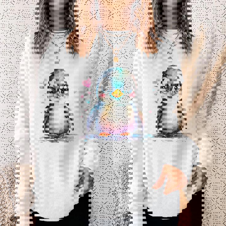 ちょっと可愛い赤ちゃんペンギンの鳥とハートのペンギン。 スウェットシャツ 彼女への贈り物