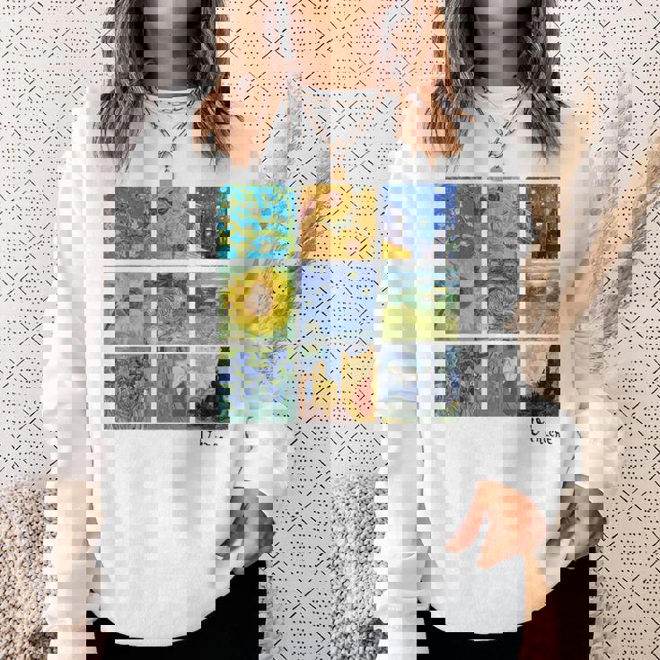 ひまわりと星月夜のゴッホ絵画コラージュ スウェットシャツ 彼女への贈り物