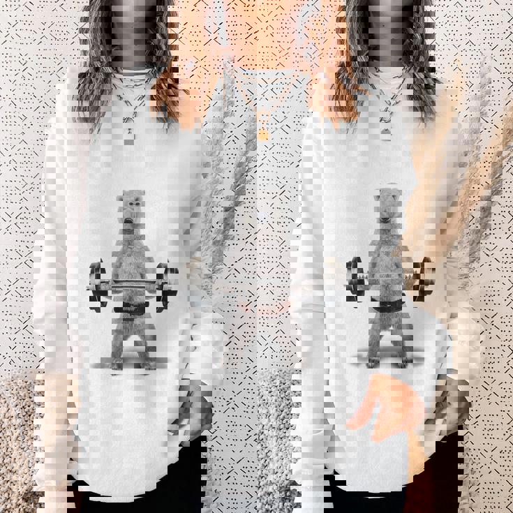 ウェイトリフティング 筋トレ バーベル やる気がないなら家に帰れ 白熊 しろくま スウェットシャツ 彼女への贈り物