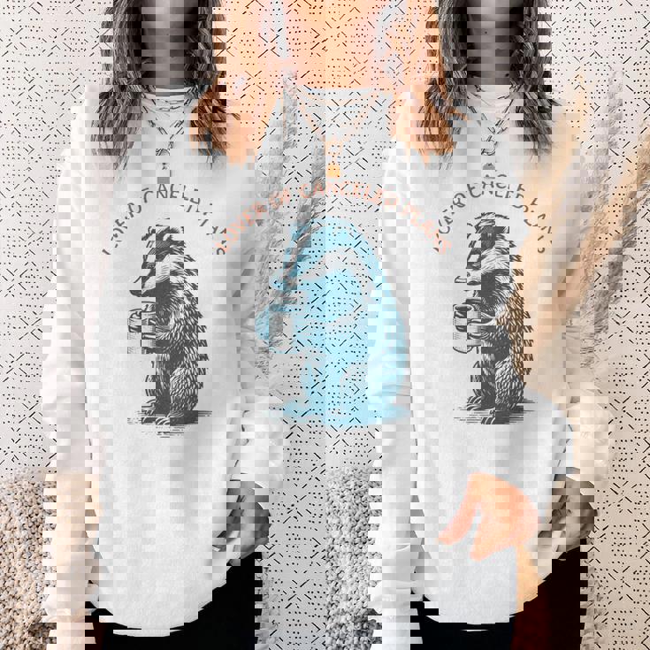 キャンセルされた計画の恋人 コーヒーを飲むアナグマ 長袖tシャツ スウェットシャツ 彼女への贈り物