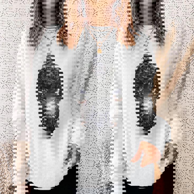 ゴリラ 動物 バイク ヘルメット スウェットシャツ 彼女への贈り物