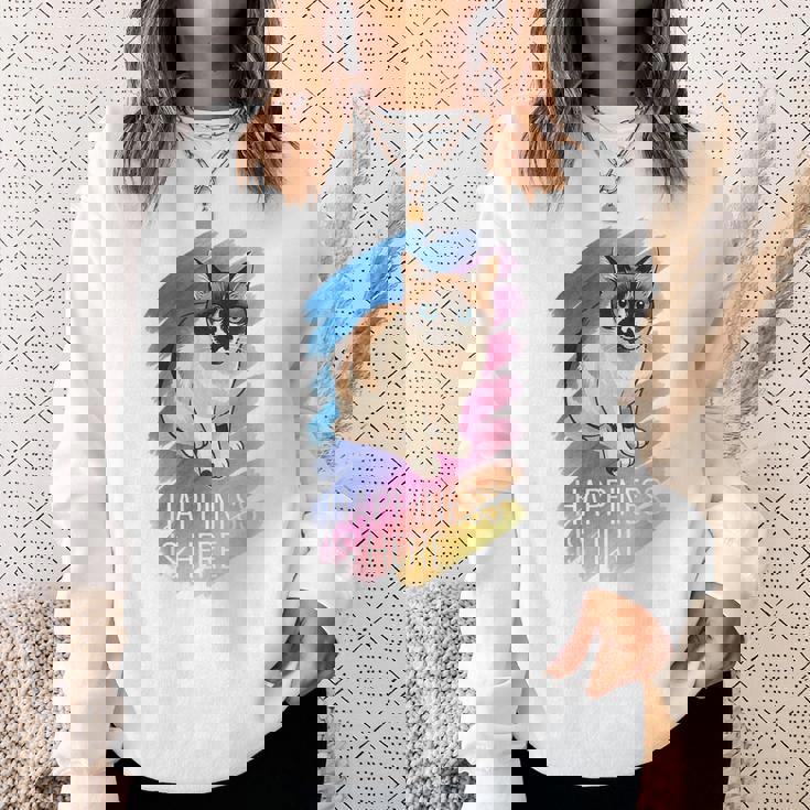 シャム猫 ラグドール ネコ 青い瞳 ブルーアイ かわいい 癒し 幸せ 前向き 猫好き グラデーション スウェットシャツ 彼女への贈り物