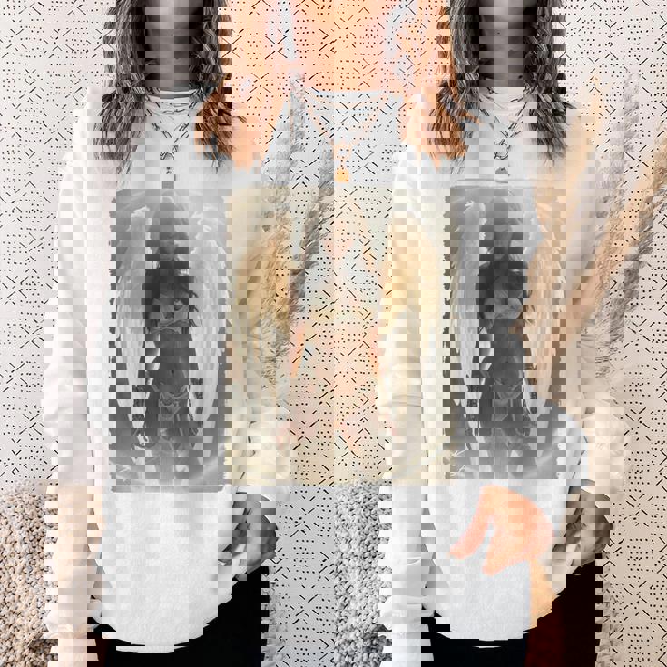 バックプリントtシャツ セクシーなブルネットエンジェルピンナップガール 長袖tシャツ スウェットシャツ 彼女への贈り物