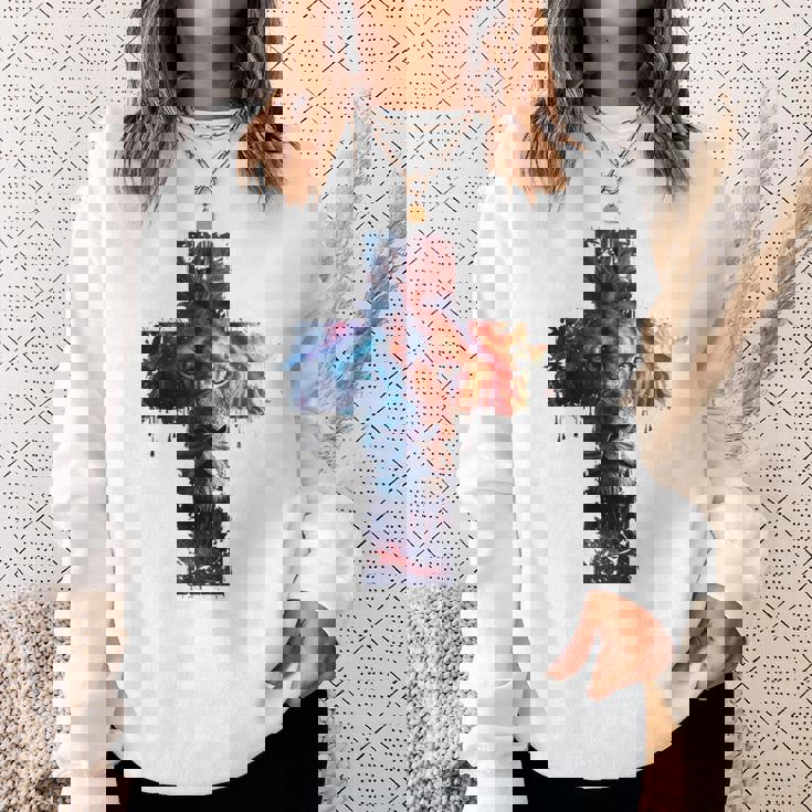 ユダのライオン、イエス・キリストの十字架、キリスト教信仰のグラフィック。 スウェットシャツ 彼女への贈り物