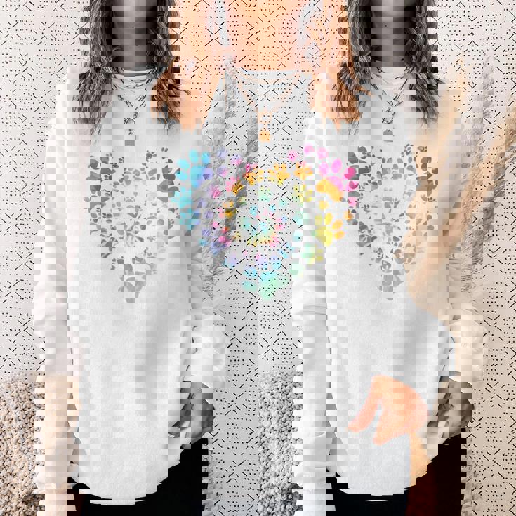 バックプリント 犬の足跡 犬 ペット 足跡 プリント 長袖tシャツ スウェットシャツ 彼女への贈り物