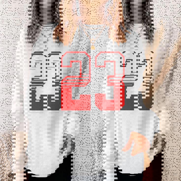 白赤番号 23 スポーツチーム スウェットシャツ 彼女への贈り物