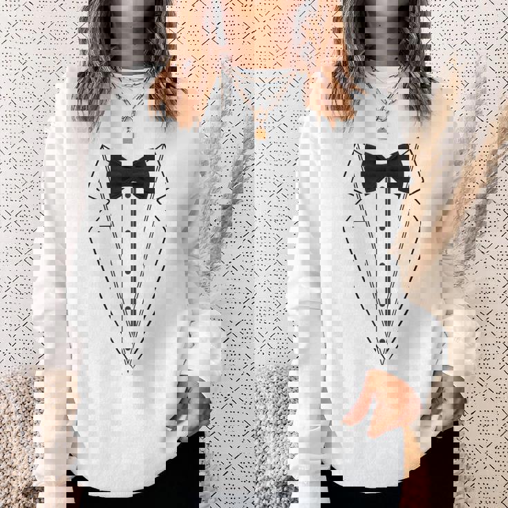 蝶ネクタイ付きホワイトtシャツ タキシード 面白いシャツ スウェットシャツ 彼女への贈り物