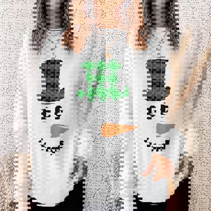 雪だるま 顔 にんじん鼻 クリスマス 冬 格子柄 サンタハット スウェットシャツ 彼女への贈り物