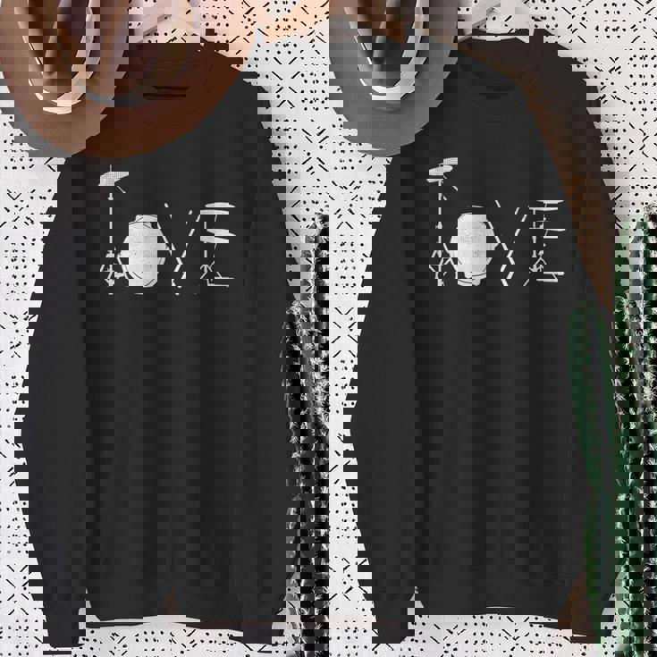 Drummer Love グラフィックドラムセット ドラミングミュージシャン ロックバンド スウェットシャツ 年配の女性への贈り物