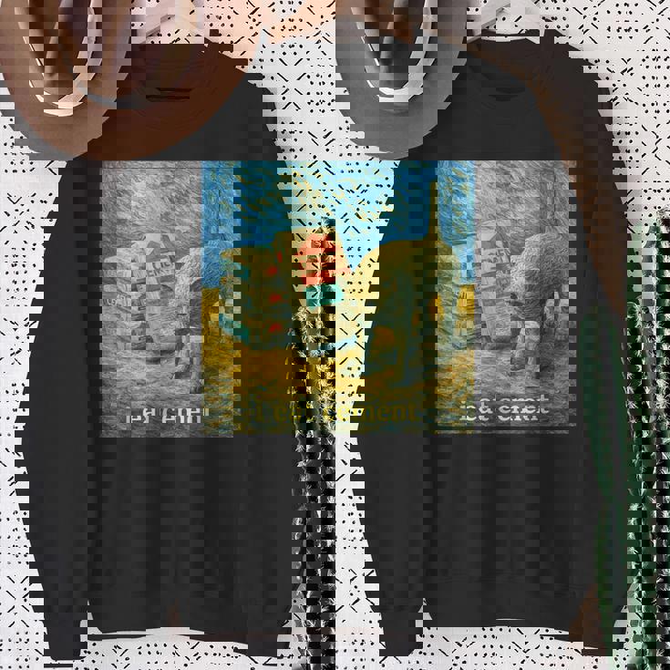 I Eat Cement 猫 ゴッホ 印象派 絵画 美学 スウェットシャツ 年配の女性への贈り物