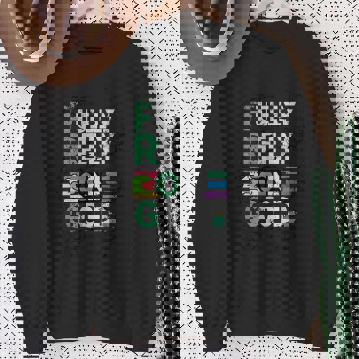 Frog Fully Rely On God 面白いレトロラブハートカエル愛好家 長袖tシャツ スウェットシャツ 年配の女性への贈り物