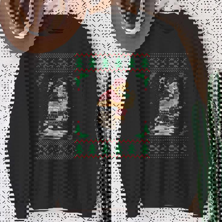 Santa Pooping Down The Chimney Ugly Christmas Sweater Sweatshirt Gifts for Old Women