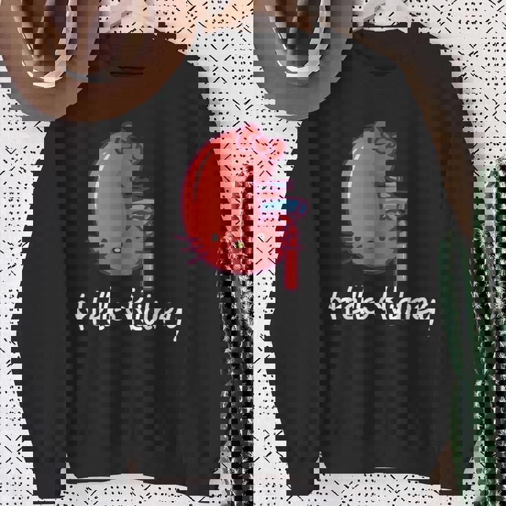 Hello Kidney おもしろ お医者さんへの感謝を示す スウェットシャツ 年配の女性への贈り物