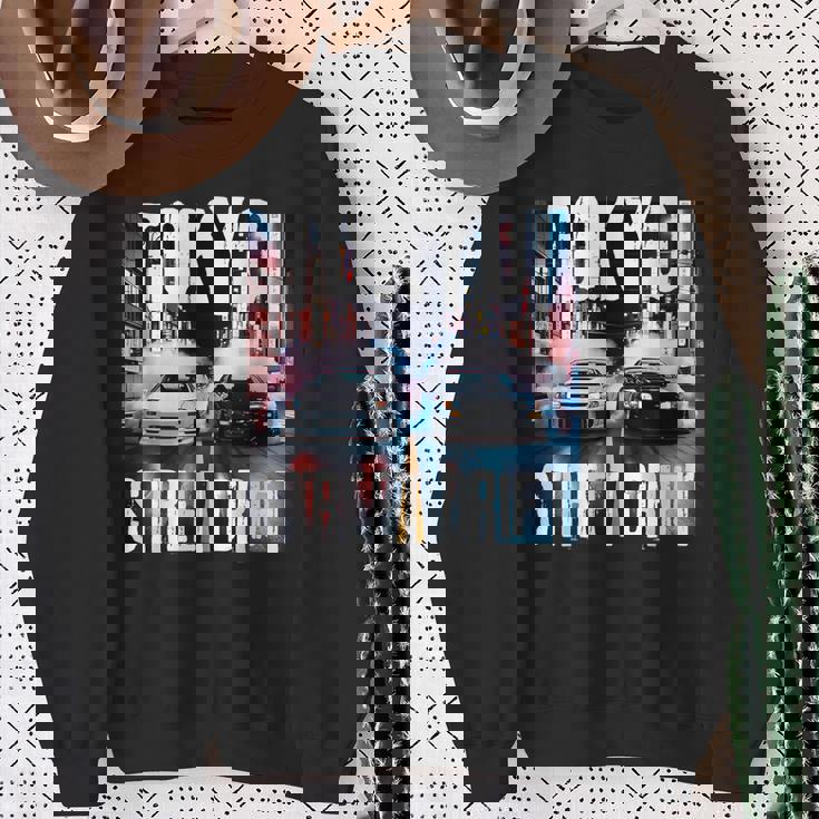 Jdm日本人ドリフトレースカー2台 東京ストリートドリフト夜 スウェットシャツ 年配の女性への贈り物