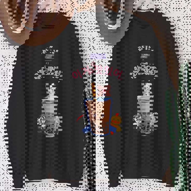 Kawaii Boba K-Pop バブルティーフレンズ ハングル スウェットシャツ 年配の女性への贈り物