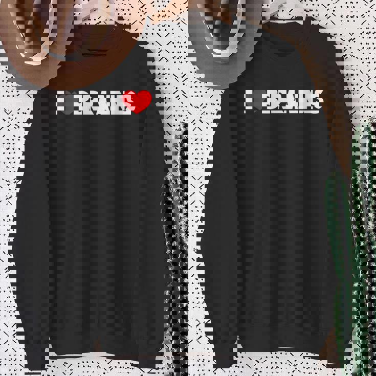 I Love ハート Brains スウェットシャツ 年配の女性への贈り物