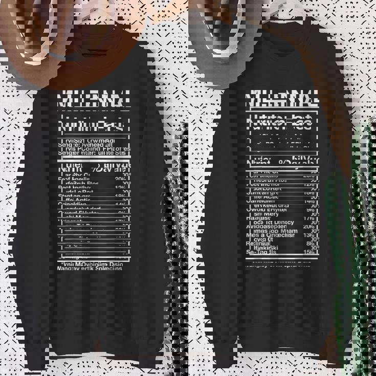 Millennial Nutrition Facts Generation Meme Sweatshirt Gifts for Old Women Millennial Nutrition Facts Generation Meme Sweatshirt Gifts for Old Women