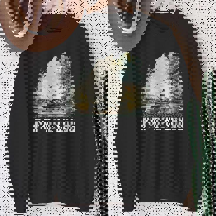 My Pole Is Long Fishing ハンティング フィッシャーマン ハンター 父の日 スウェットシャツ 年配の女性への贈り物