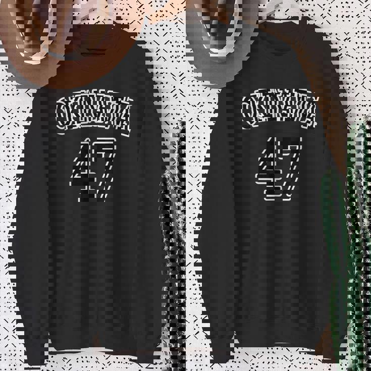 Okinawa 沖縄 47【アイラブ】ユニフォーム風【47都道府県】ジモtティ グッズ お土産 面白い かっこいい スウェットシャツ 年配の女性への贈り物