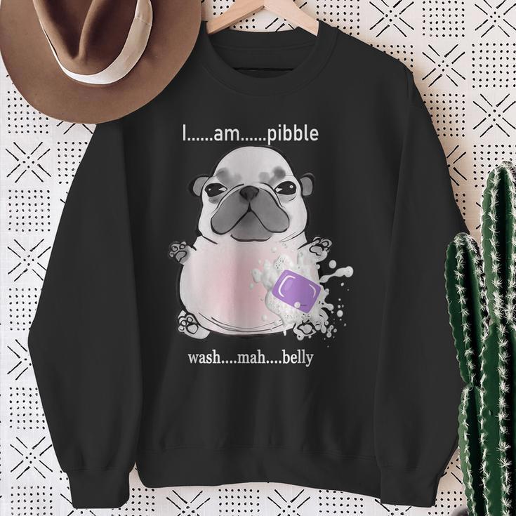 I Am Pibble Wash My Belly Pibble Meme Dog Brainrot Sweatshirt - Seseable