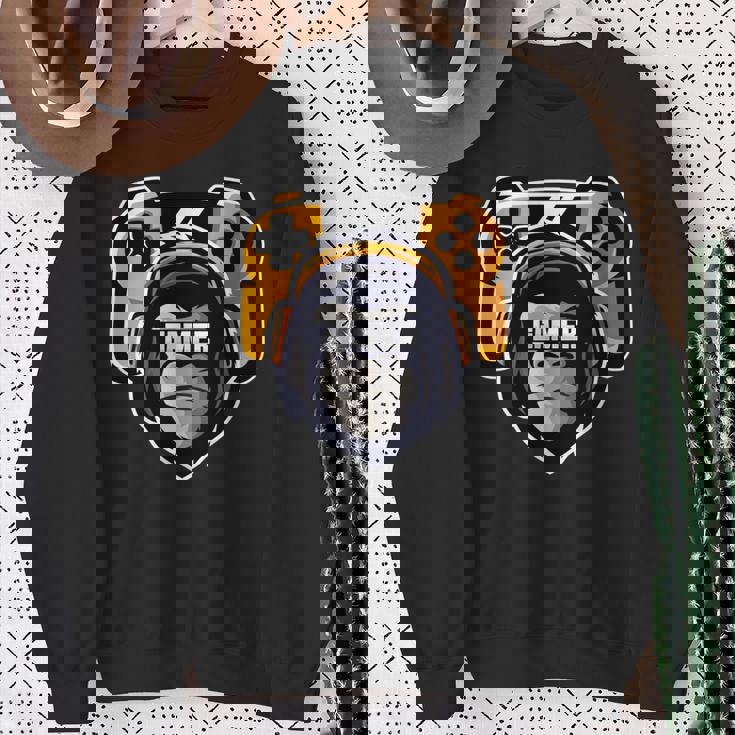 Playtation ゲーマーギフト モンキー ゲームプレーヤー ビデオゲーム 長袖tシャツ スウェットシャツ 年配の女性への贈り物