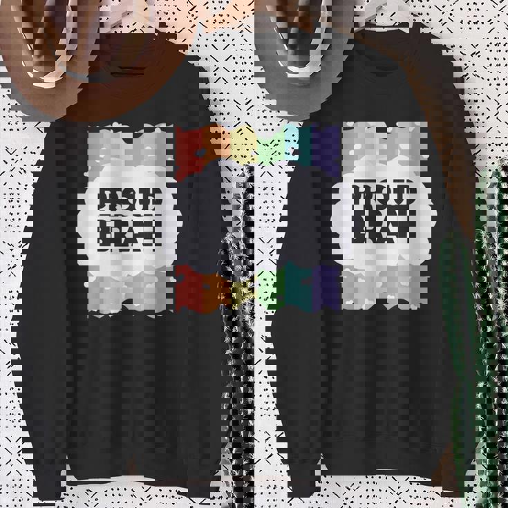 Proud Brah ゲイプライドフラッグ ジェンダー平等 パステルブラ 長袖tシャツ スウェットシャツ 年配の女性への贈り物