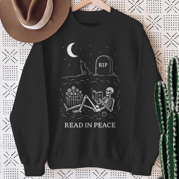 Read In Peace – Motifquelette Amusant Pour Les Amateurs De Livres Sweater e Cadeaux pour les femmes âgées