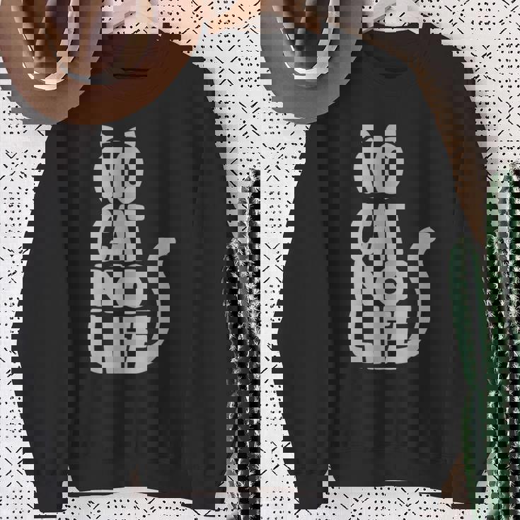 「No Cat No Life」 猫 シルエット スウェットシャツ 年配の女性への贈り物