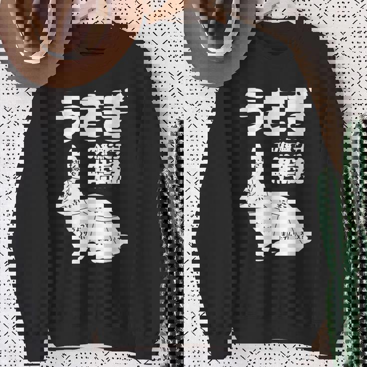 うさぎの撫で方解説 ウサギ好き うさぎ好き うさぎの飼い主 ウサギ飼い おもしろ うさぎ 兎 スウェットシャツ 年配の女性への贈り物