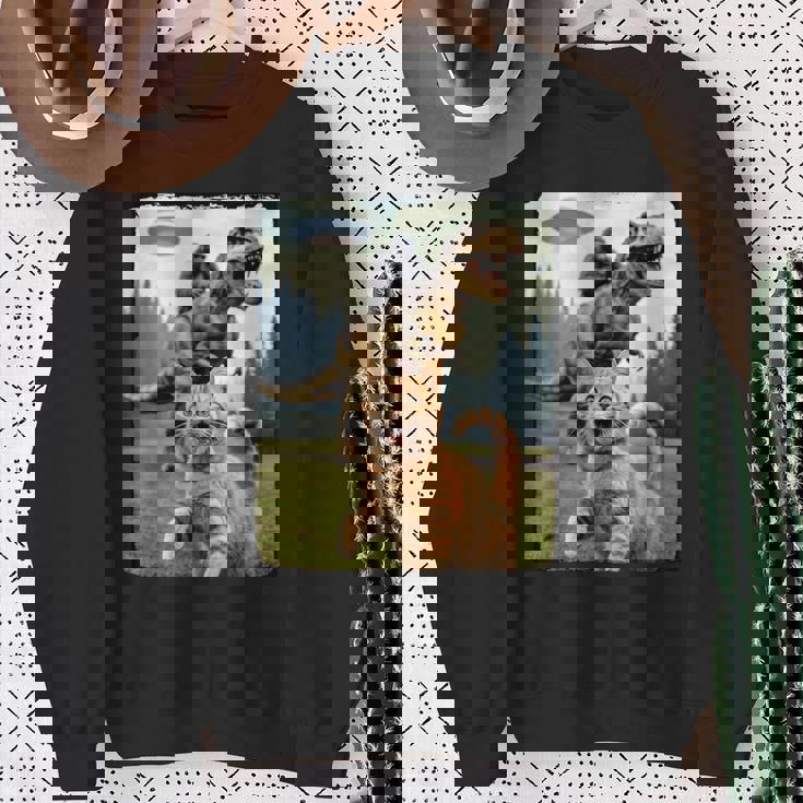 おもしろ猫 ゴリラ 恐竜 Ufo ミーム 不条理なユーモアシーン スウェットシャツ 年配の女性への贈り物