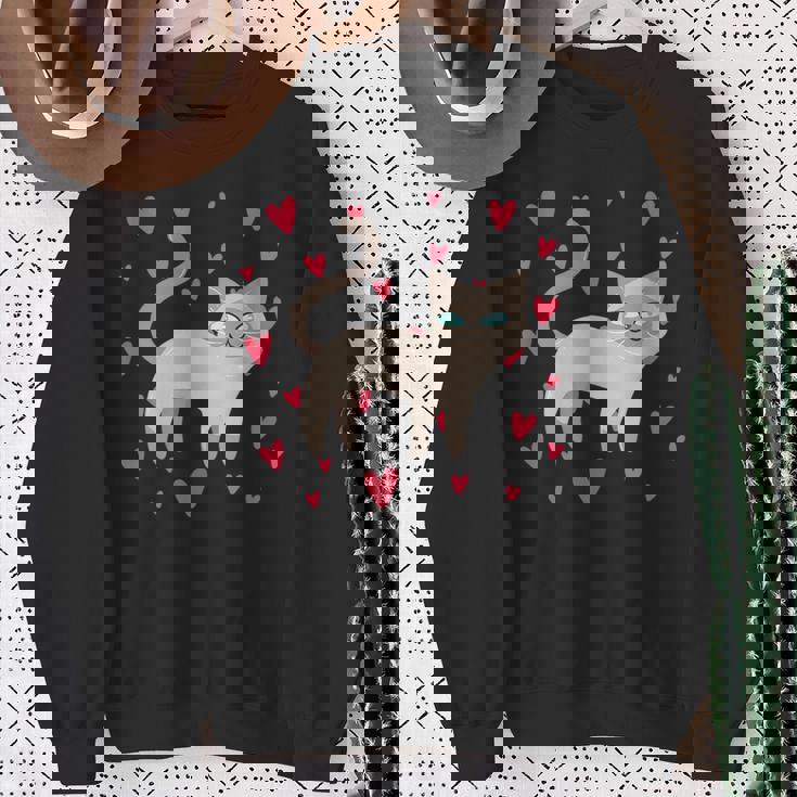 かわいいシャム猫プリント スウェットシャツ 年配の女性への贈り物