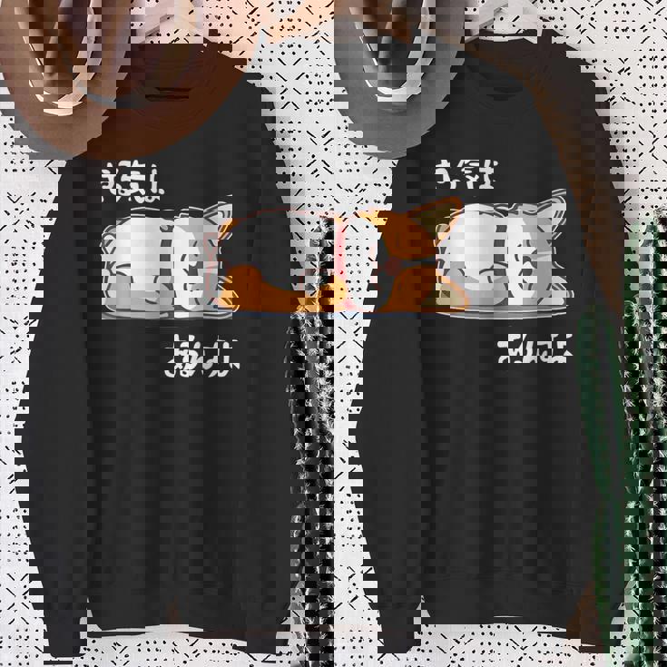 やる気はあるんすよ コーギー犬 ジョーク かわいい 動物ギャグ好き おもしろ ネタ スウェットシャツ 年配の女性への贈り物