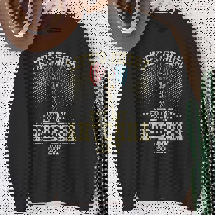 アマチュア無線デザイン 男性用 アマチュア無線機 アンテナ 長袖tシャツ スウェットシャツ 年配の女性への贈り物