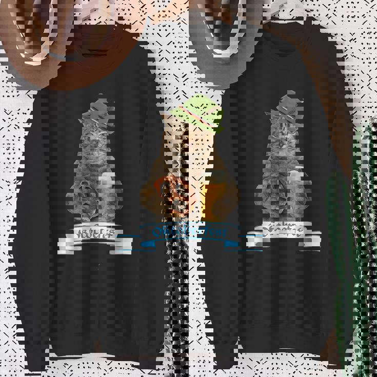 オクトーバーフェスト 猫 ドイツビール 長袖tシャツ スウェットシャツ 年配の女性への贈り物