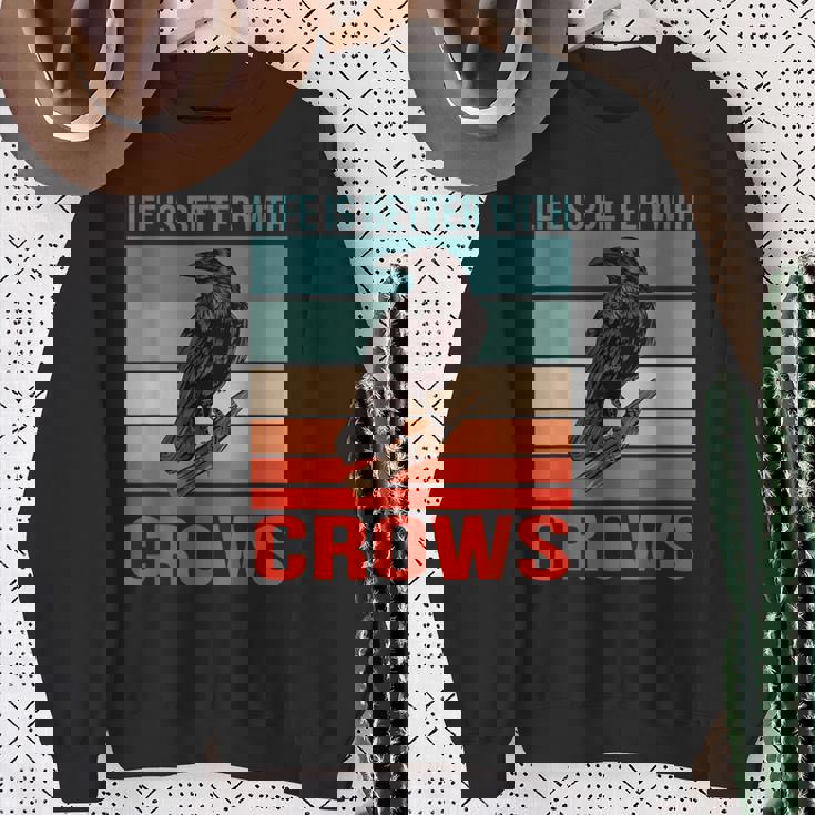 カラス ライフ・イズ・ベター バード鳥類学 カラス スウェットシャツ 年配の女性への贈り物