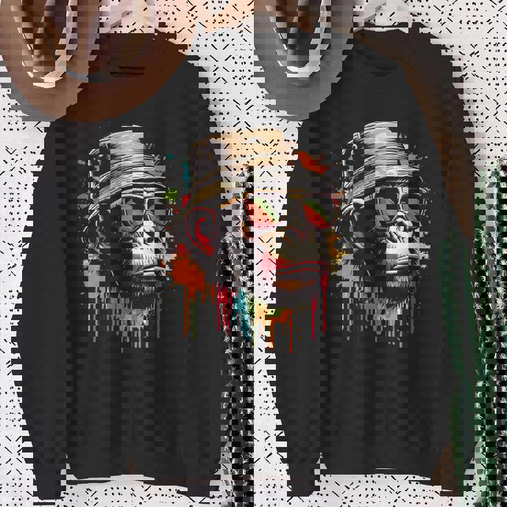 カラフル エイプ クール ヴィンテージ グラフィティ グラフィックアート スウェットシャツ 年配の女性への贈り物