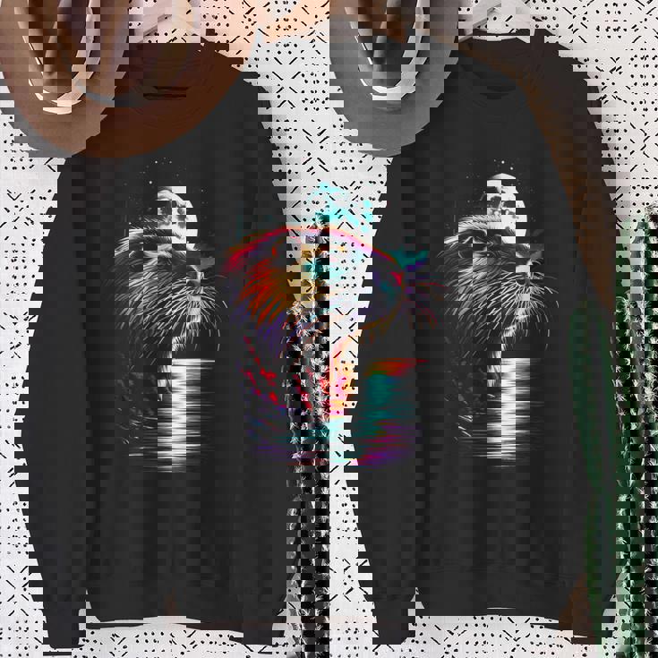 カラフル ヌートリア スピリット 動物 かっこいい イラスト アート スウェットシャツ 年配の女性への贈り物