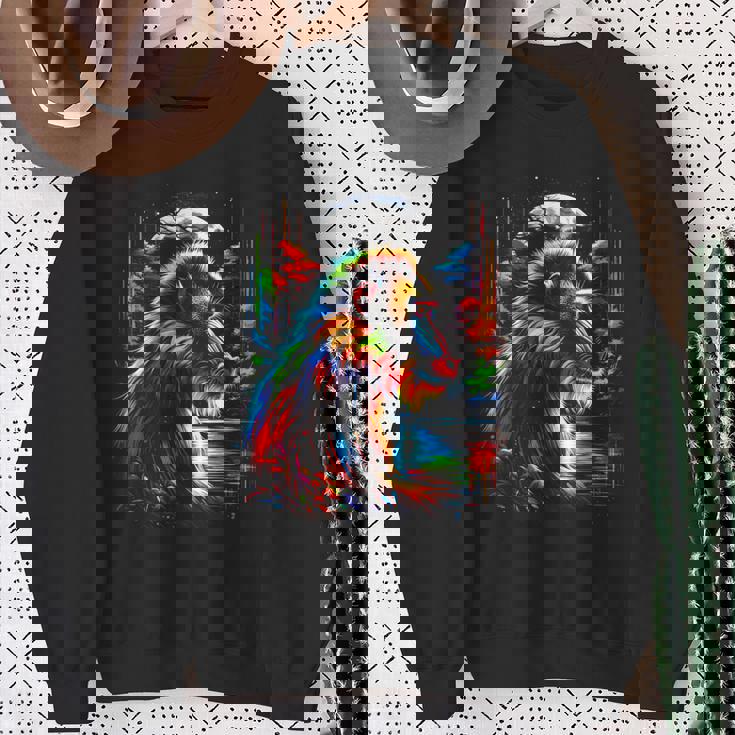 カラフル マンドリル 猿 精霊 動物 かっこいい イラスト アート スウェットシャツ 年配の女性への贈り物