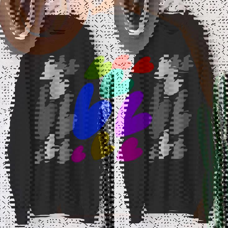 カラフルハート スウェットシャツ 年配の女性への贈り物