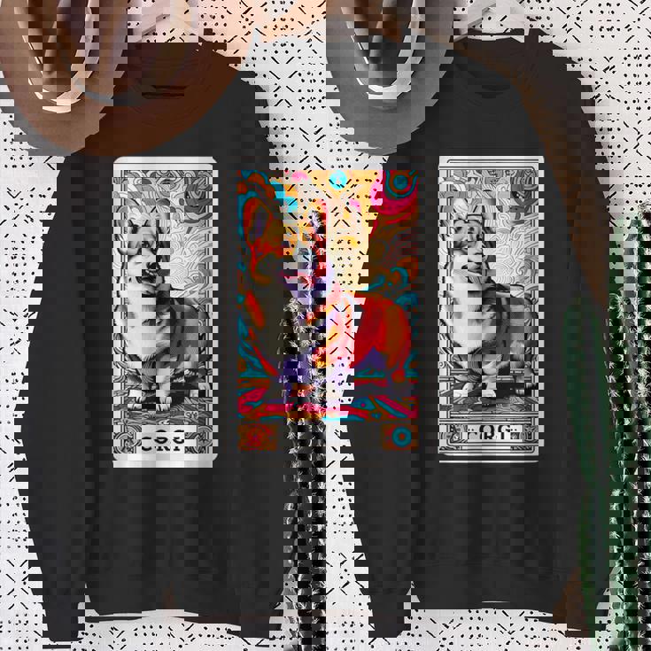 コーギー 面白いtシャツ 犬 タロット カード かわいい メンズ 子供 おもしろ 服 グッズ ネタ わんこ スウェットシャツ 年配の女性への贈り物