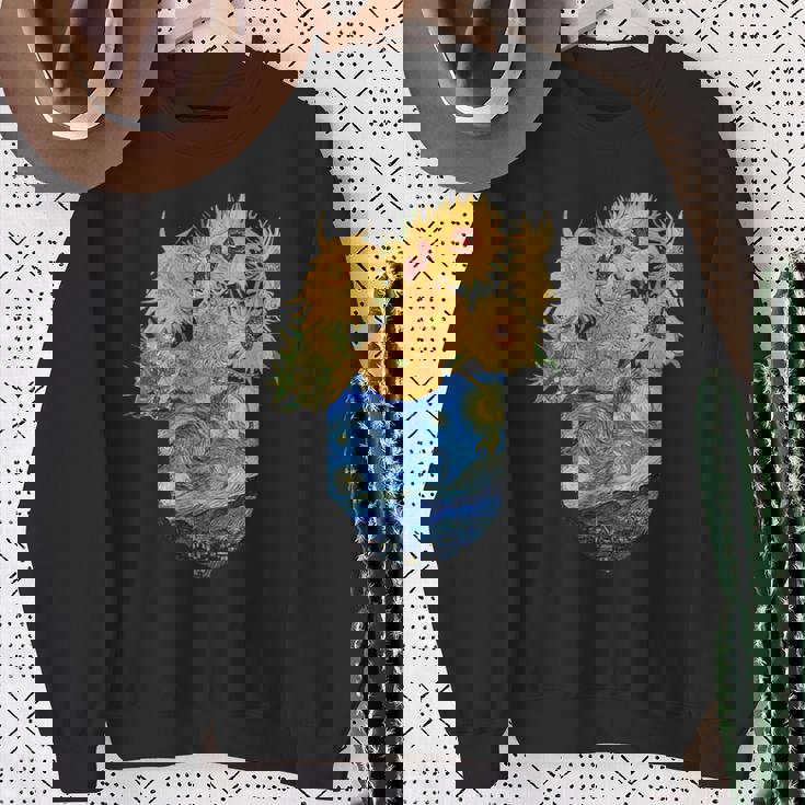 ゴッホ ひまわり&星月夜ポケット 美的アート スウェットシャツ 年配の女性への贈り物